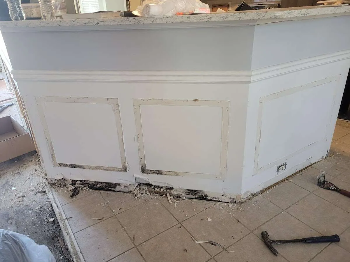 Water damage and mold on kitchen during Storm Damage Restoration in South Elgin